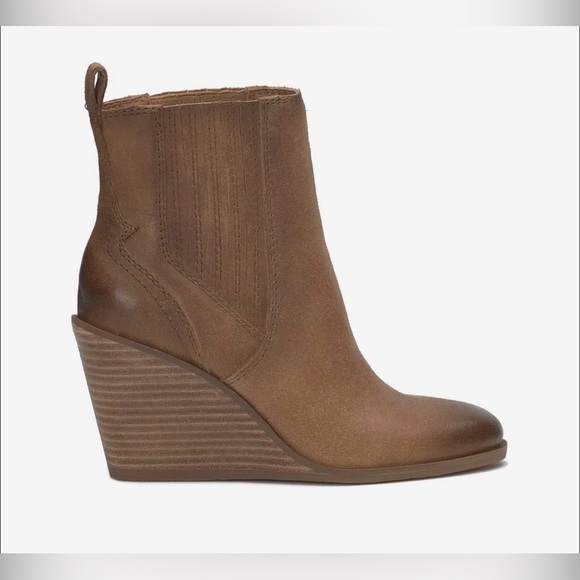 Lucky Brand Fall Wilano Suede Desert Palm Career Stacked Wedge Heel Boots NWT 10 - Picture 5 of 12